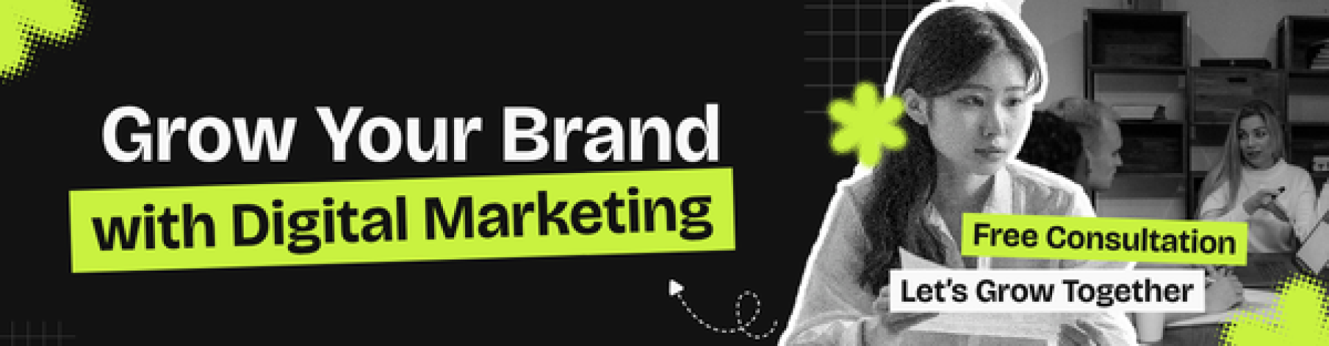black green modern digital marketing agency email header